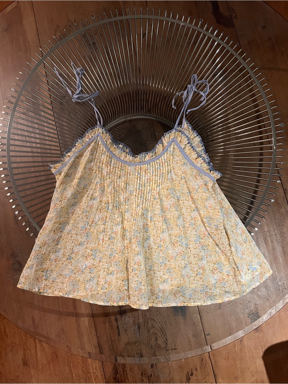 American Eagle Outfitters Yellow Floral Camisole with blue Trim